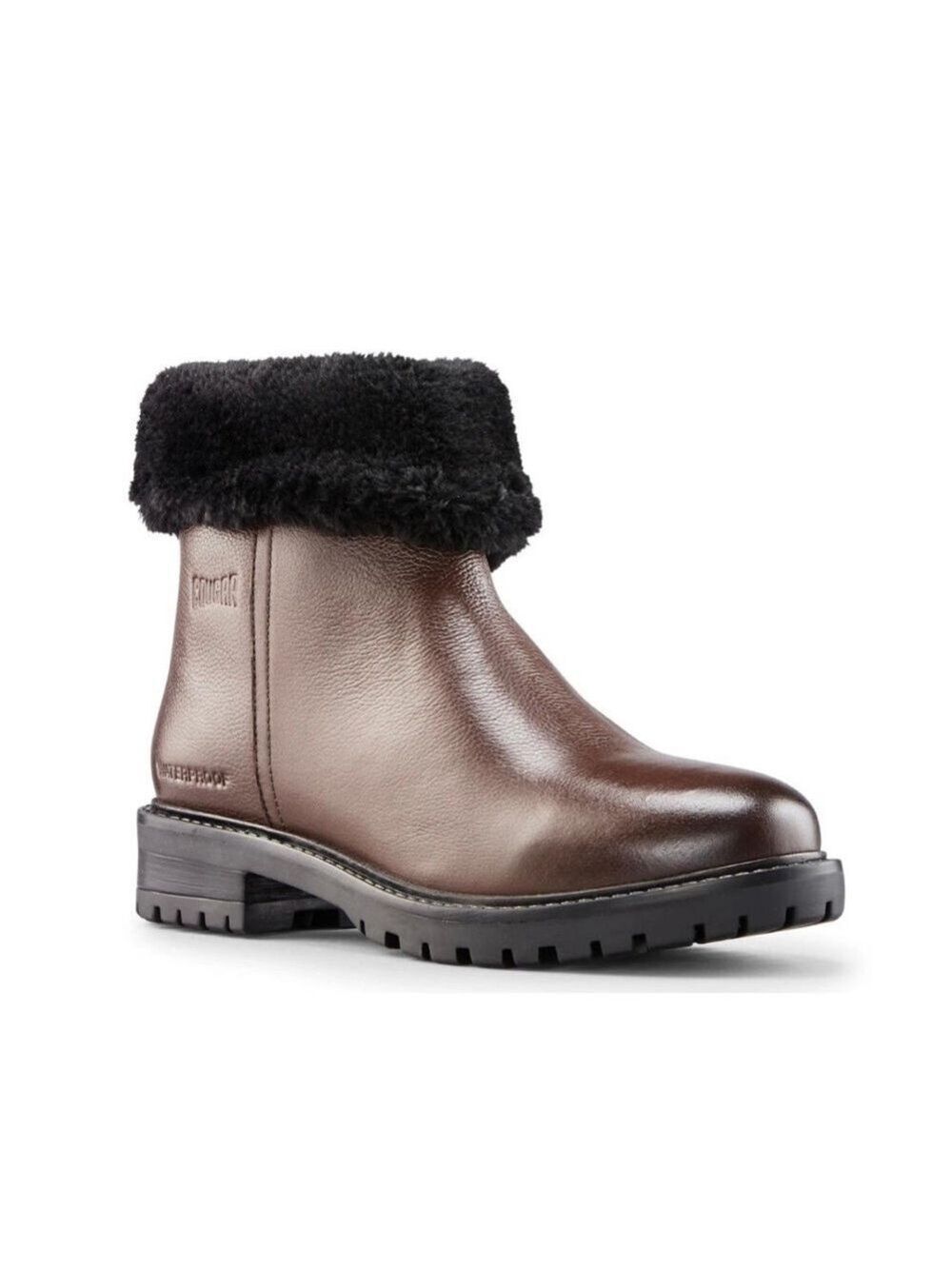 Cougar Kendal Waterproof Leather Winter Ankle Boots in Dark Brown - NWT